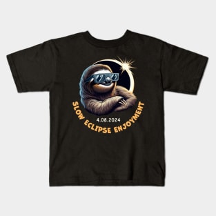 Slow Eclipse Enjoyment. 2024 Solar Eclipse. Kids T-Shirt